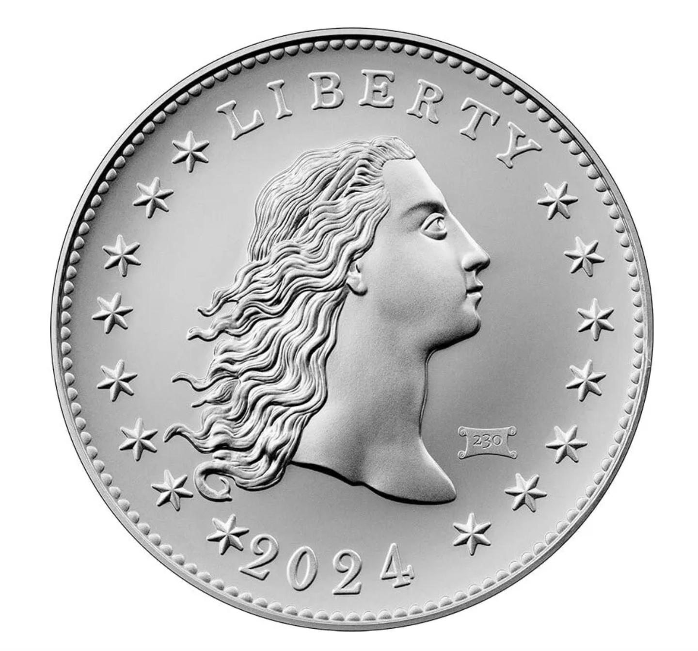 Flowing Hair Silver Coin with Privy