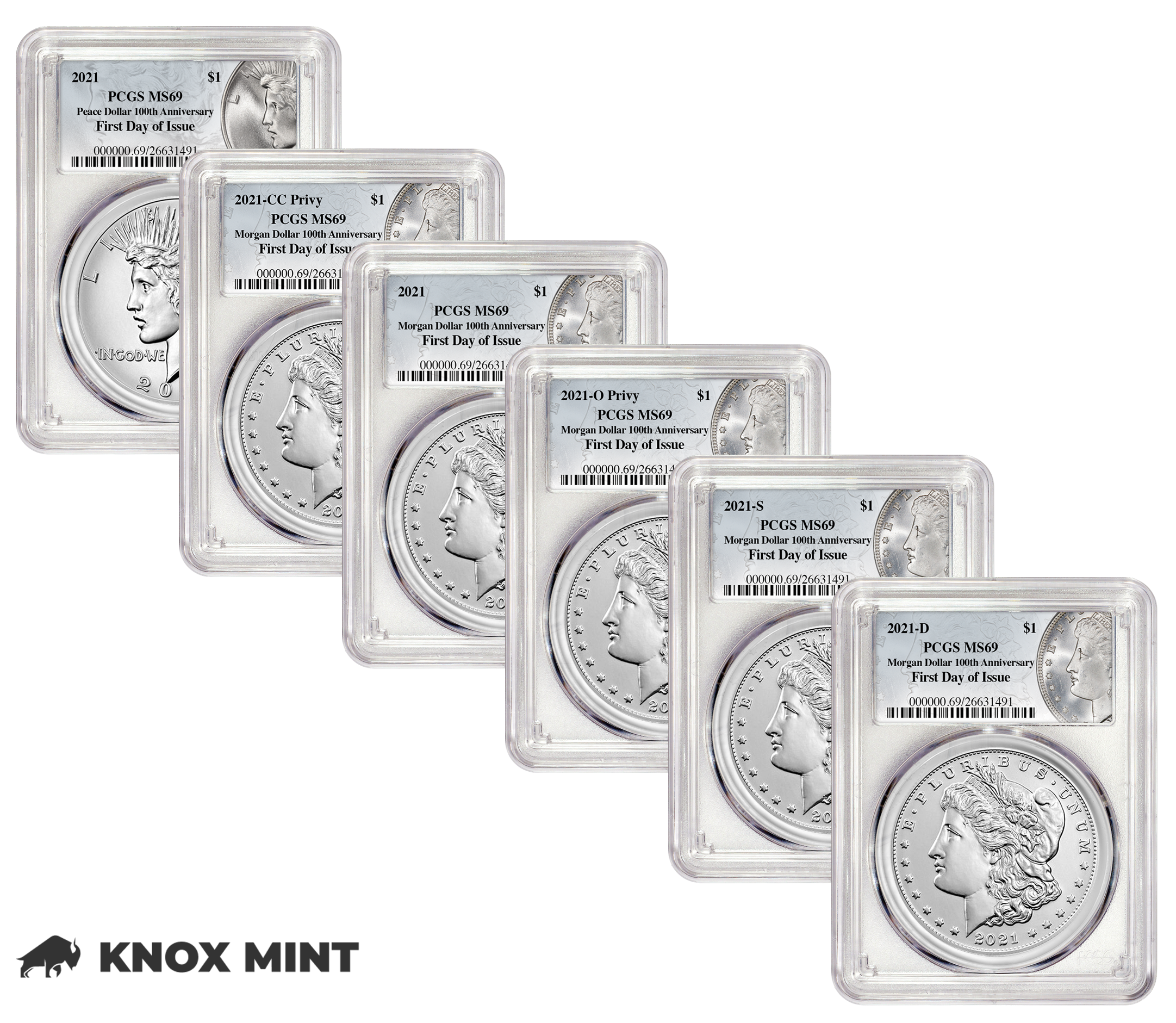 A（VIP価格）PCGS 6枚セット Morgan & Peace 2021 Silver Dollar PCGS Complete Set – Knox Mint